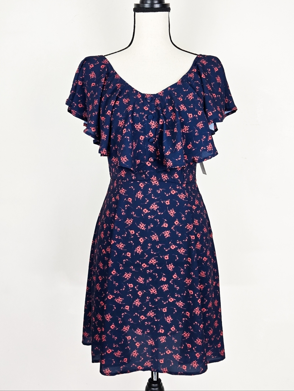 🦋LAST🦋 NWT Wishlist Apparel Navy Floral Mini Dress, Size Medium